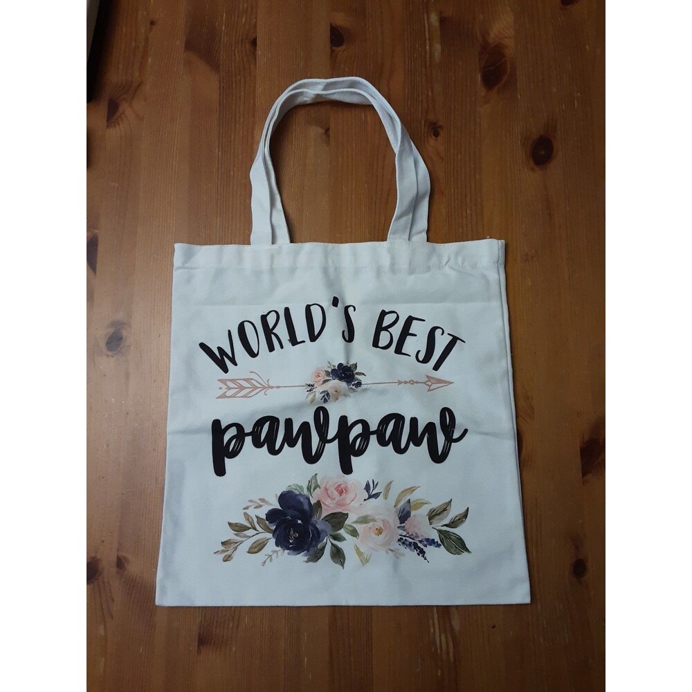 Pawpaw Gifts Canvas Tote Bag, World's Best Pawpaw Gifts Tote Bag from Grandkids - Picture 1 of 2